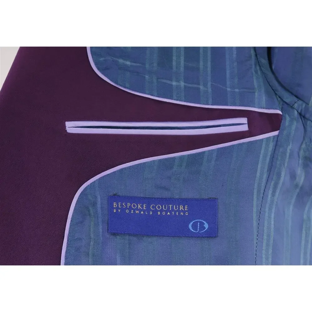 Ozwald Boateng Bespoke Couture Solid Purple 2-Btn Techno Suit 36R